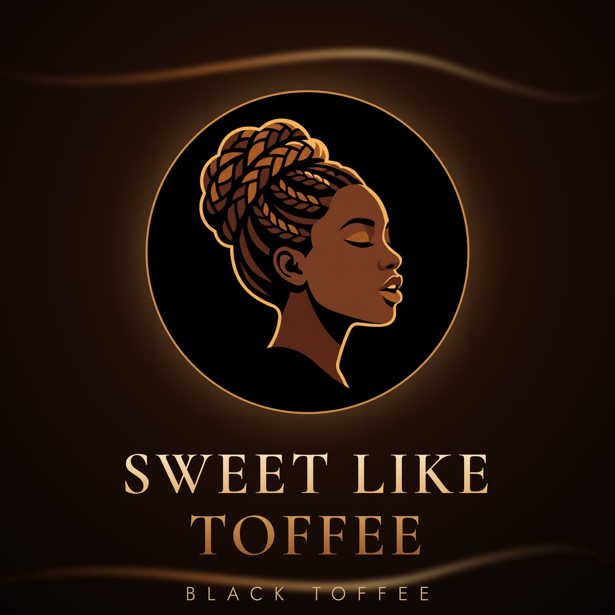 Cover of Sweet Like Toffee: Black Toffee, an AI-generated virtual artist, in an orange wax-print headwrap